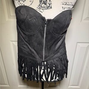 Fashion Nova faux suede Western fringe tube top size Medium BNWT